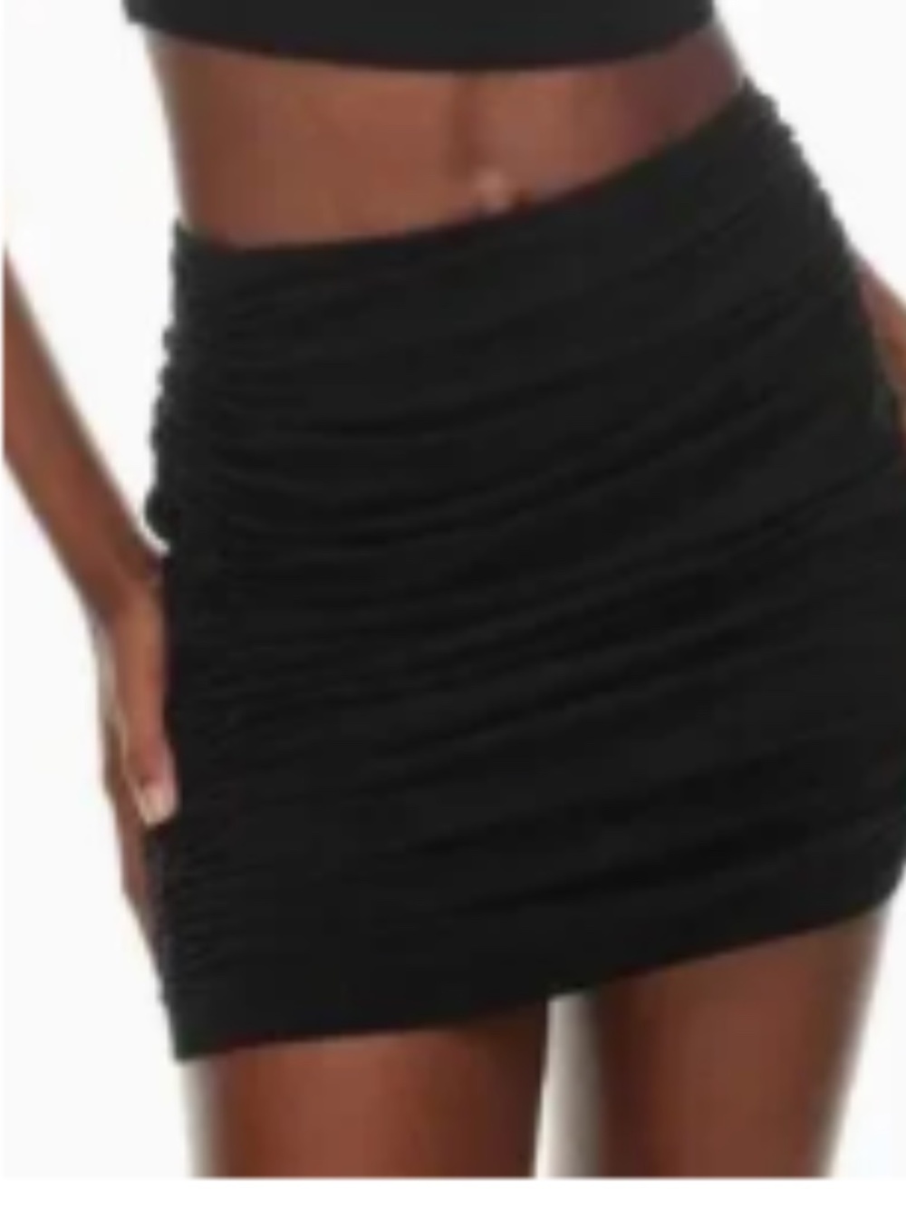 TNA Aritzia black Chill Malibu Skirt Stretch Jersey Ruched Bodycon